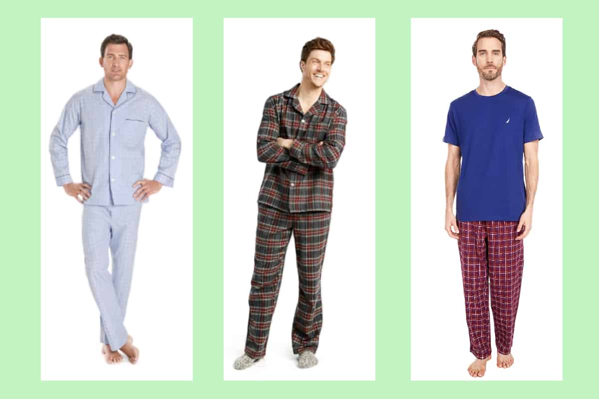 Three models wearing some of the most comfortable men's pajamas