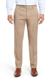 Zanella Devon Flat Front Solid Wool Serge Trousers