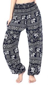 Boho Vib Women's Rayon Print Smocked Waist Boho Harem Yoga Pants