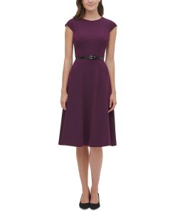 Tommy Hilfiger Belted Fit & Flare Midi Dress