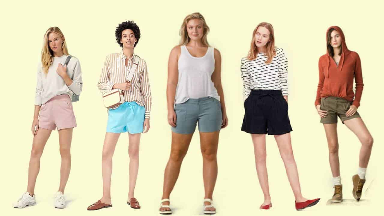 Five models wearing the most comfortable shorts for women