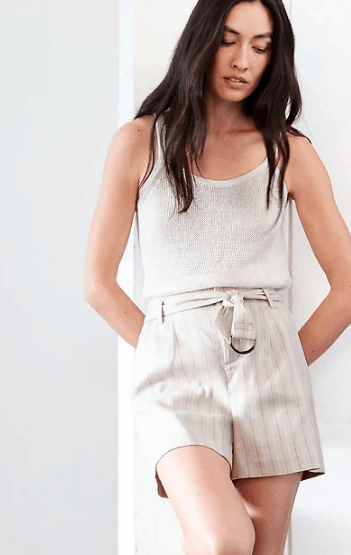 Muted color linen shorts