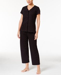 Charter Club Short Sleeve Top and Cropped Pant Cotton Pajama