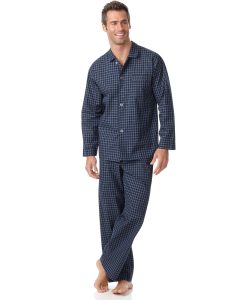 Club Room Navy Check Shirt and Pants Pajama Set