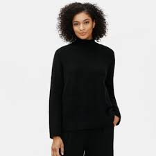 Eileen Fisher Cashmere Silk Bliss Turtleneck Box-Top