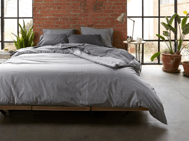 Brooklinen percale sheets in gray