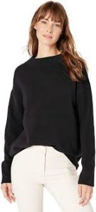 Lark & Ro Women's Boucle Mock Neck Oversized Sweater