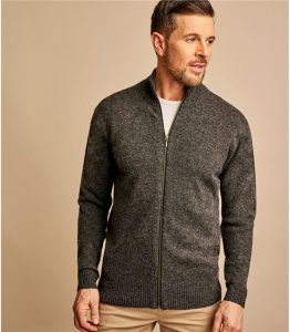 Woolovers Mens Lambswool Lincoln Zipper Cardigan