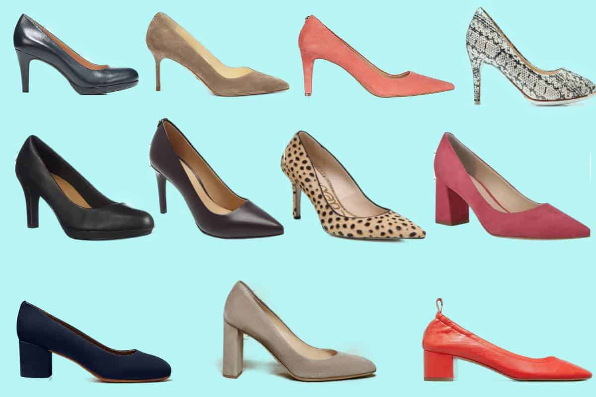 Eleven of the most comfortable heels for women in various colors, textures and patterns.