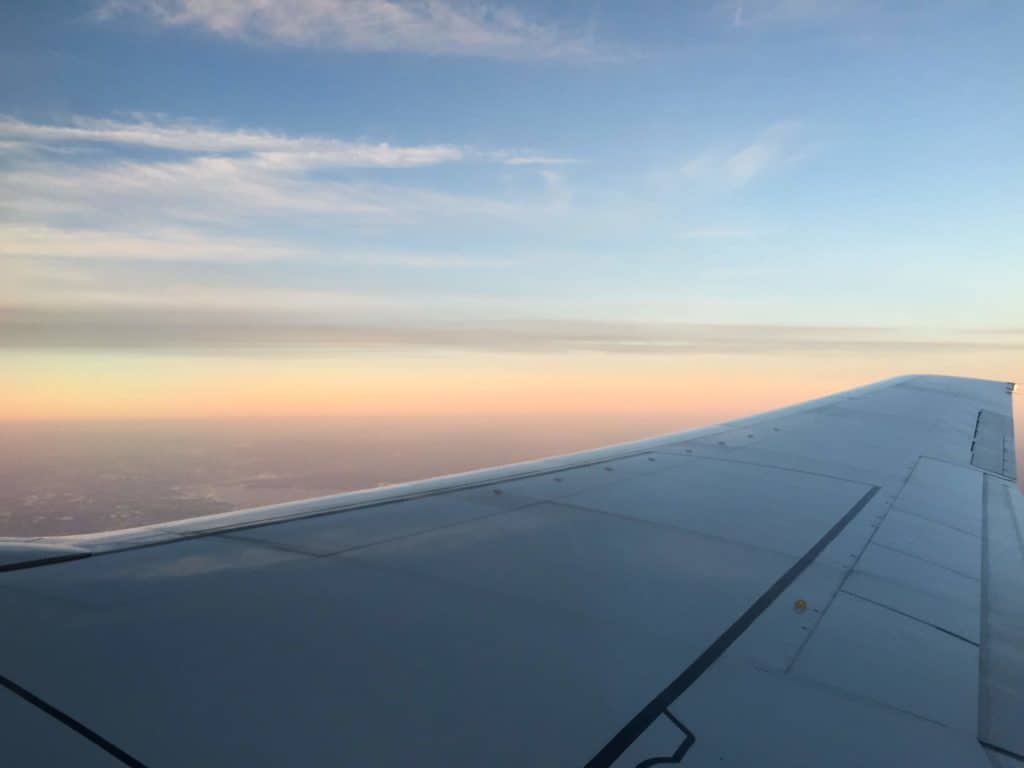 View of horizon from plane window