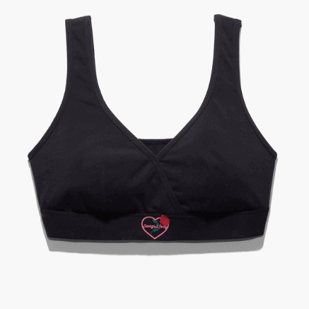 Black Bralette featuring small heart logo