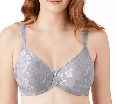 Thick strap grey floral pattern bra
