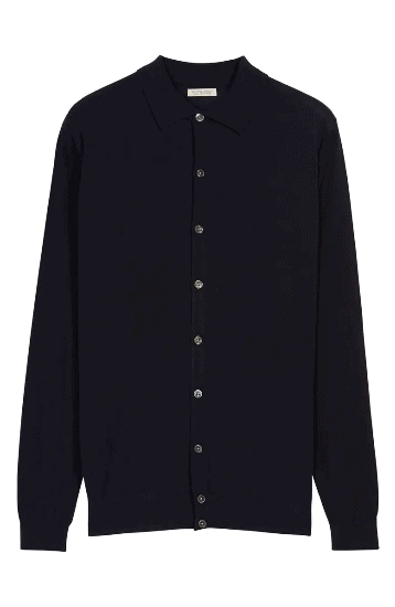 Navy polo collared cardigan